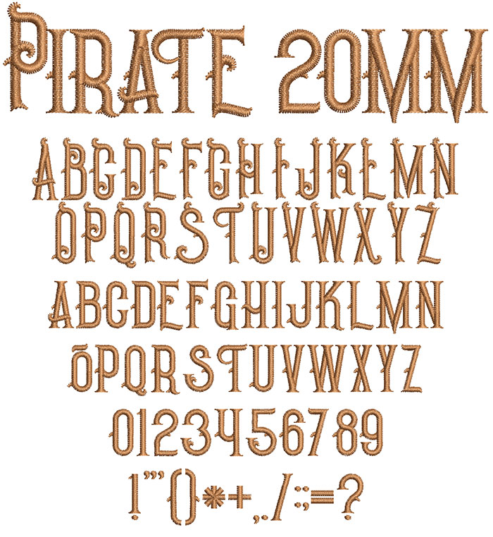 Pirate 20mm Font | Digitizing Made Easy