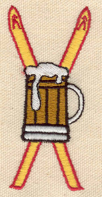 Embroidery Design: Skis and beer mug 1.50w X 3.30h