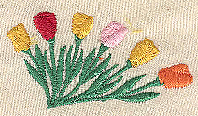 Embroidery Design: Tulips in a row 2.06w X 1.07h