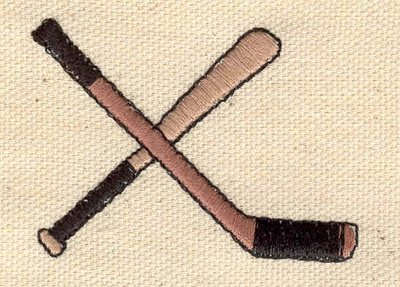 Embroidery Design: Bat and hockey stick 2.22w X 1.64h