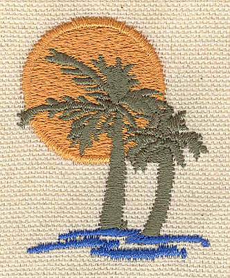 Embroidery Design: Palm trees and sun 1.58w X 2.01h