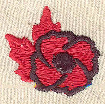 Embroidery Design: Poppy with maple leaf 1.16w X 1.11h