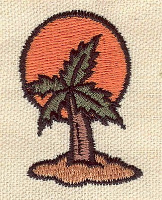 Embroidery Design: Palm and sun 1.37w X 1.96h