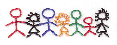 Embroidery Design: Children stick figures 3.43"w X 1.01"h