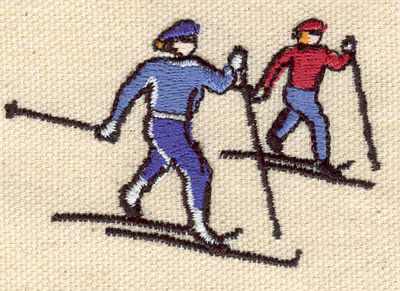 Embroidery Design: Cross country skiers 2.57w X 1.69h