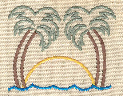 Embroidery Design: Palm tree sunset 2.88w X 2.34h