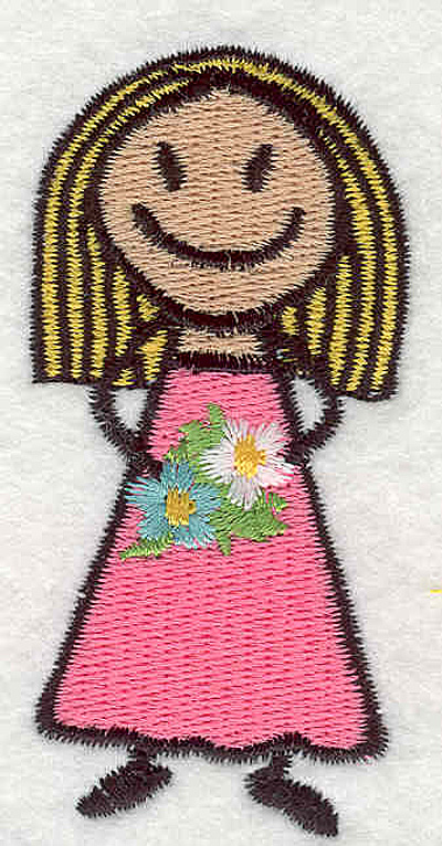 Embroidery Design: Flower girl 1.48"w X 3.02"h