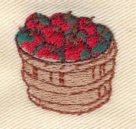 Embroidery Design: Basket of apples 1.00w X 1.00h