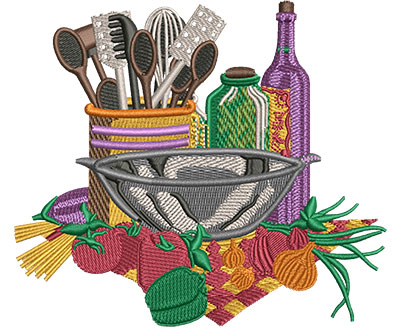 Embroidery Design: Italian Kitchen Supplies Lg 4.51w X 3.94h