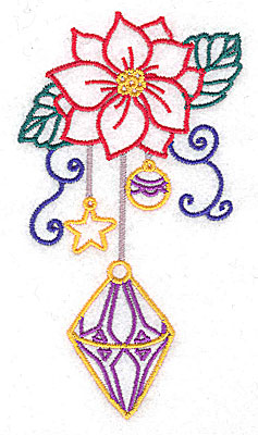 Embroidery Design: Poinsettia with ornaments large 2.75w X 4.98h