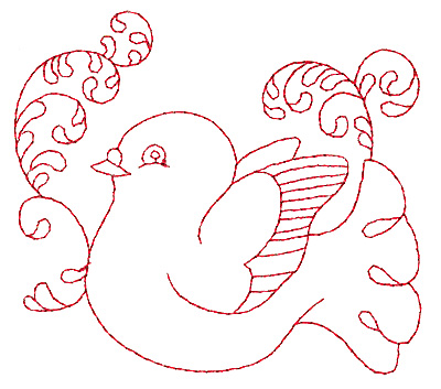 Embroidery Design: Dove redwork 3.83w X 3.37h