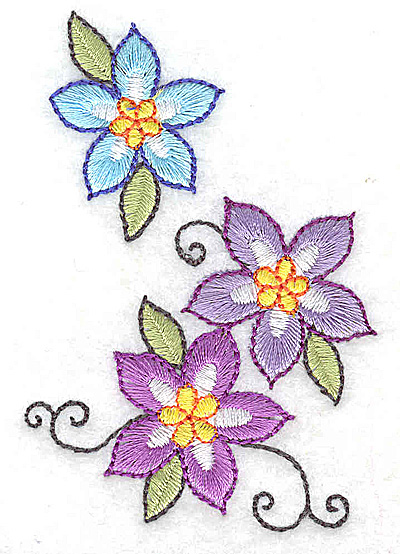 Embroidery Design: Floral trio vertical 2.13w X 3.13h