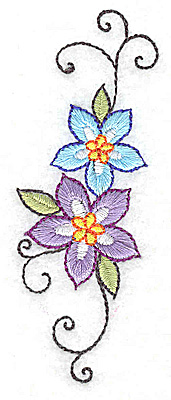 Embroidery Design: Floral duo vertical 1.29w X 3.69h