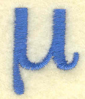 Embroidery Design: Mu lower case small 0.73w X 0.94h