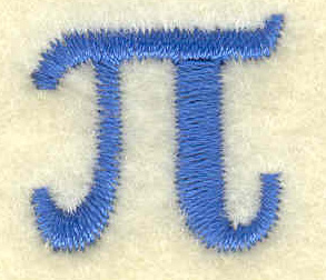 Embroidery Design: Pi lower case small 0.77w X 0.72h