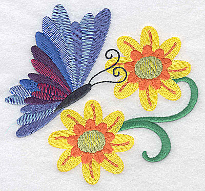 Embroidery Design: Flower applique with bird 2 Sizes, Flower Applique 