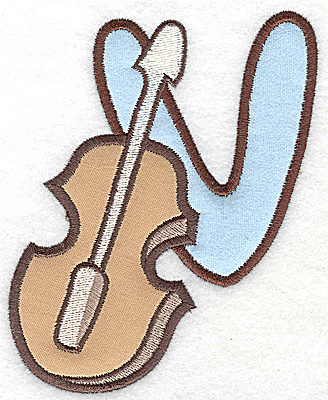 Embroidery Design: V violin large double applique 4.11w X 4.96h