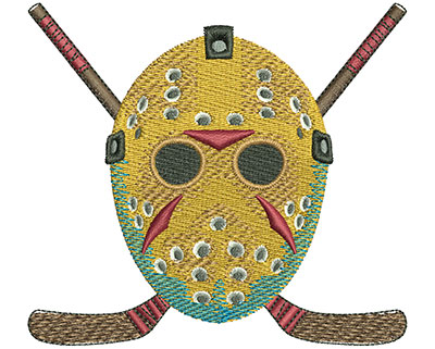 Embroidery Design: Hockey Mask Crest Lg 4.00w X 3.61h