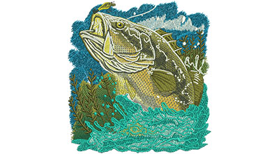 Embroidery Design: Bass Swim Lg 7.39w X 8.00h