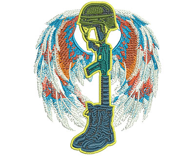 Embroidery Design: Boot And Gun Lg 3.34w X 4.02h