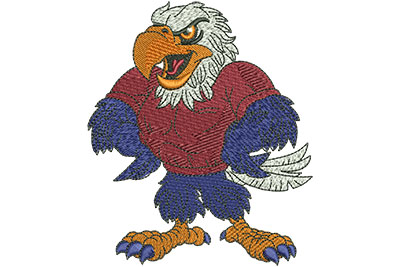 Embroidery Design: Proud Cartoon Eagle Mascot Lg 3.36w X 4.00h