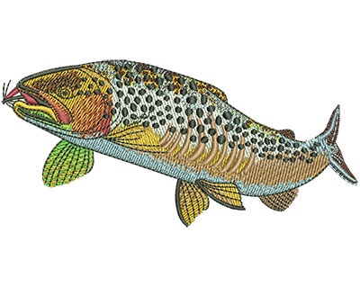 Embroidery Design: Brown Trout With Fly Lg 4.48w X 2.12h