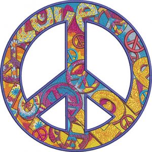 Embroidery Design: Decorative Peace Symbol 3 Sizes
