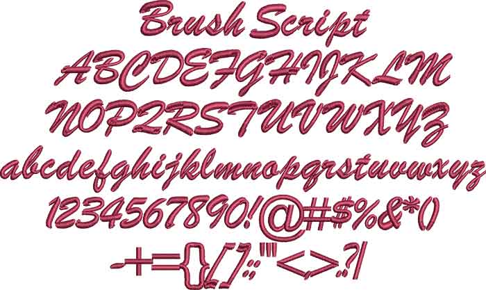 BX Embroidery Font Brush Script