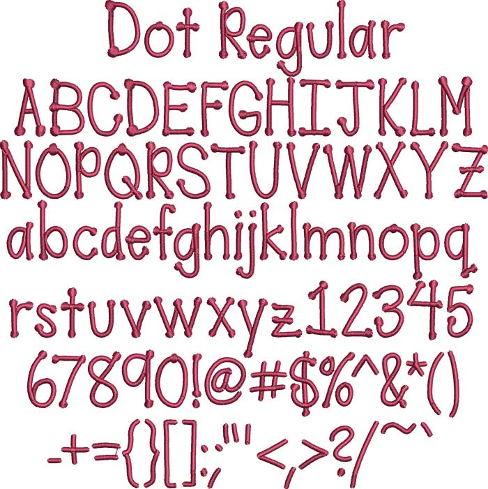 BX Embroidery Font: Dot Regular