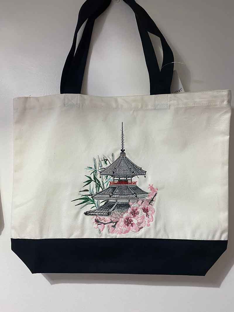 Premium Embroidery Design: Okinawa Pagoda 3 sizes