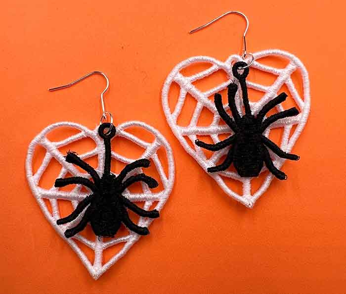 Embroidery Design: In-the-hoop Spider Web Earrings