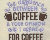 The difference between coffee embroidery design