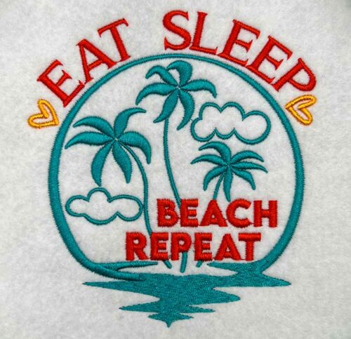 each sleep beach embroidery design