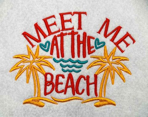 meet me at the beach embroidery design