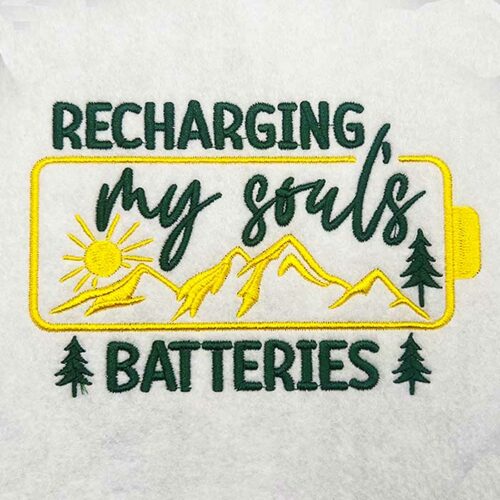 recharging batteries embroidery design