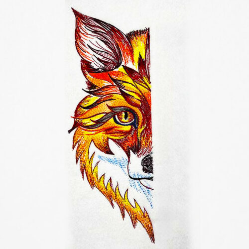 Art Deco Fox left side embroidery design