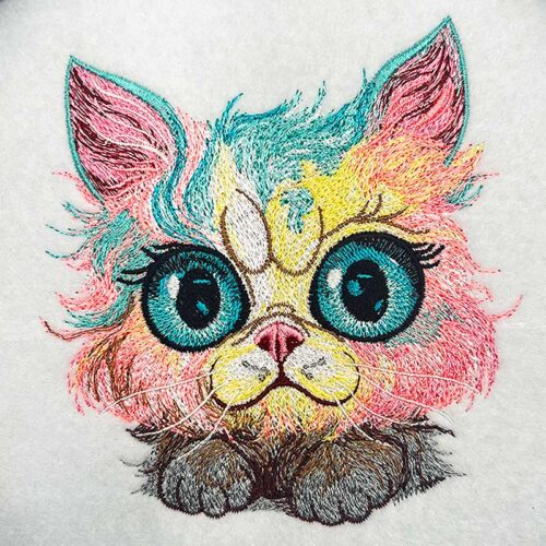 Cuddly cat embroidery design