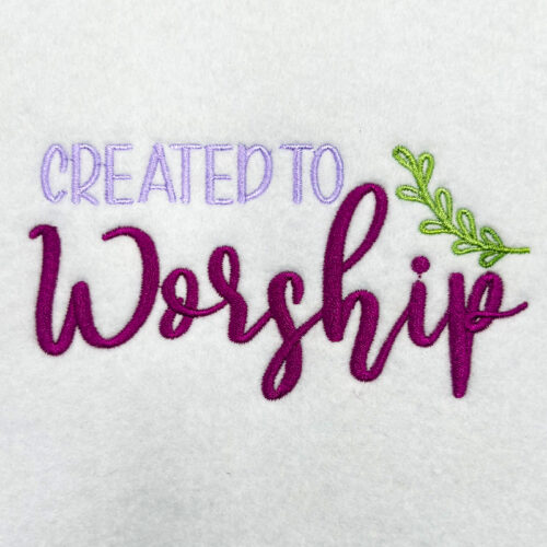 created to worship embroidery design