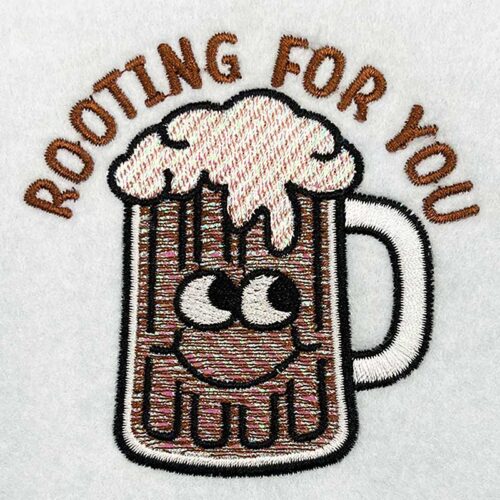 rooting for you mylar embroidery design