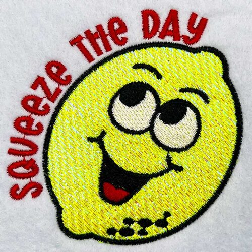 squeeze the day mylar embroidery design