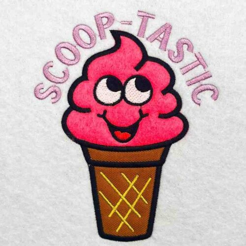 Scoop-tastic applique embroidery design