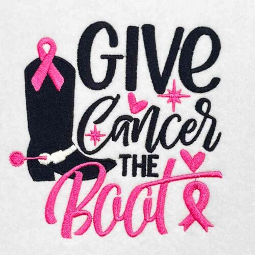 give cancer the boot embroidery design