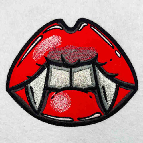 vampire lips applique embroidery design