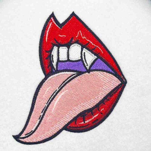 Vampire lips embroidery design