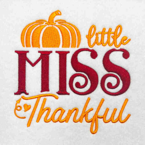 Little miss thankful embroidery design