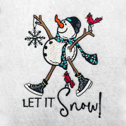 Let it snow embroidery design