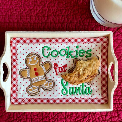 Cookies for Santa Mug Rug In the hoop project