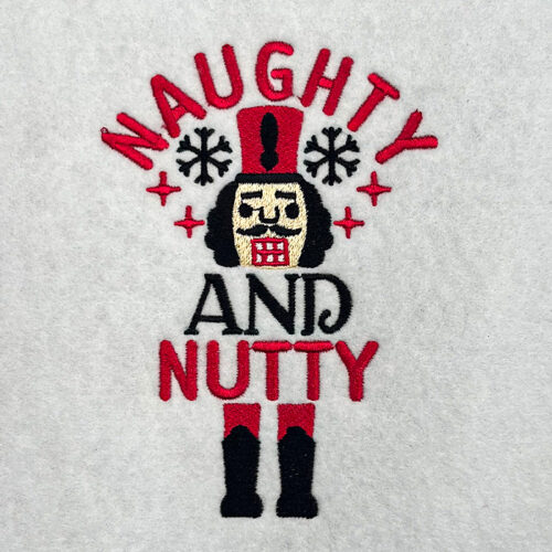 Naughty and nutty embroidery design