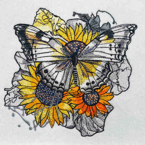 Sunflower butterfly 3 embroidery design