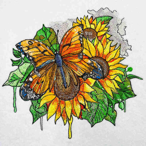 Sunflower butterfly 4 embroidery design